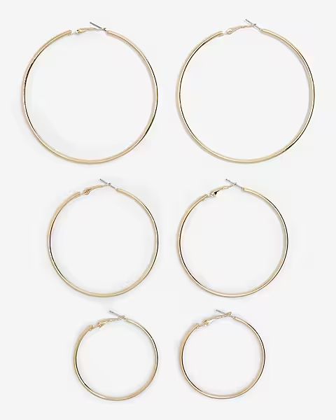 Set Of 3 Mixed Size Hoop Earrings | Express