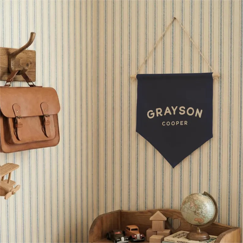 Custom Name Mini Pennant Banner - Earthy Nursery Wall Decor Sign - Etsy | Etsy (US)