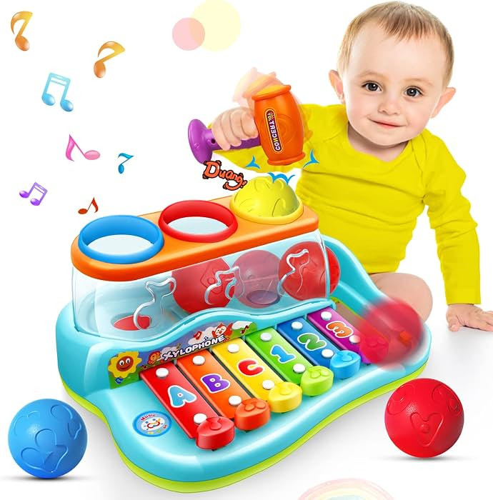 Baby Toys 12-18 Months Hammer Pounding Xylophone Kids Gifts for 1 2 3+ Year Old Boys Girls, Early... | Amazon (US)