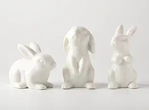GOODSTART Ceramic Bunny Rabbits Easter Bunny Figurine Porcelain Modern Art Home Decoration, Statu... | Amazon (US)