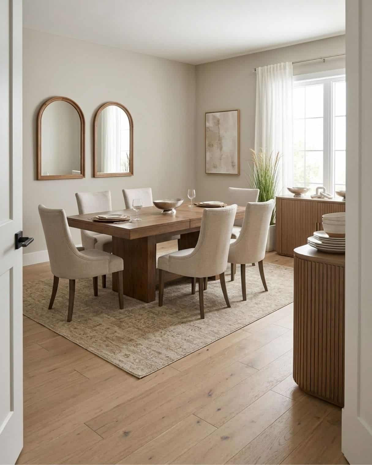 Transitional Wood and Cream Dining Room Design

*Note: This is a digital room mockup showcasing product styling ideas from my room design mood board.

#LTKHome