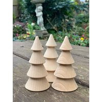 Natural Wooden Tree, Christmas Tree Decor, 7/10 cm High | Etsy (US)