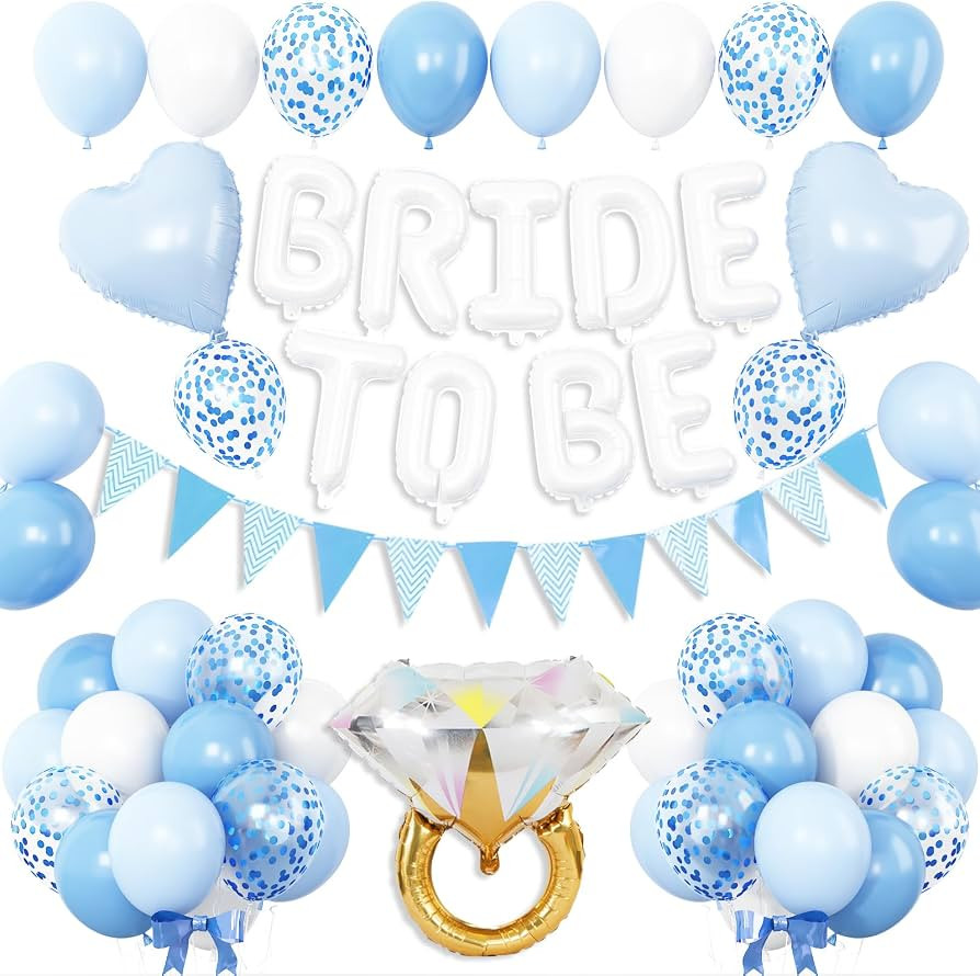 Blue White Bachelorette Party Decorations, White Bride To Be Bridal Shower Balloons Decorations, ... | Amazon (US)