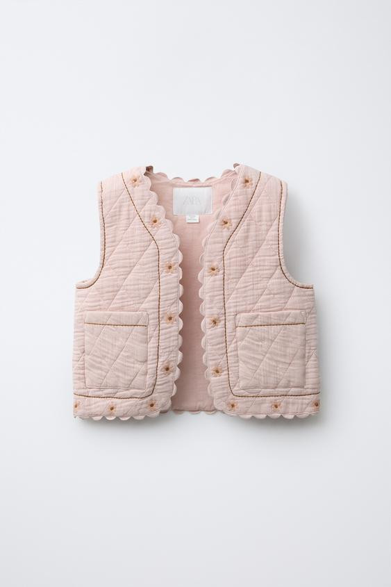 EMBROIDERED FLORAL TEXTURED VEST | Zara US