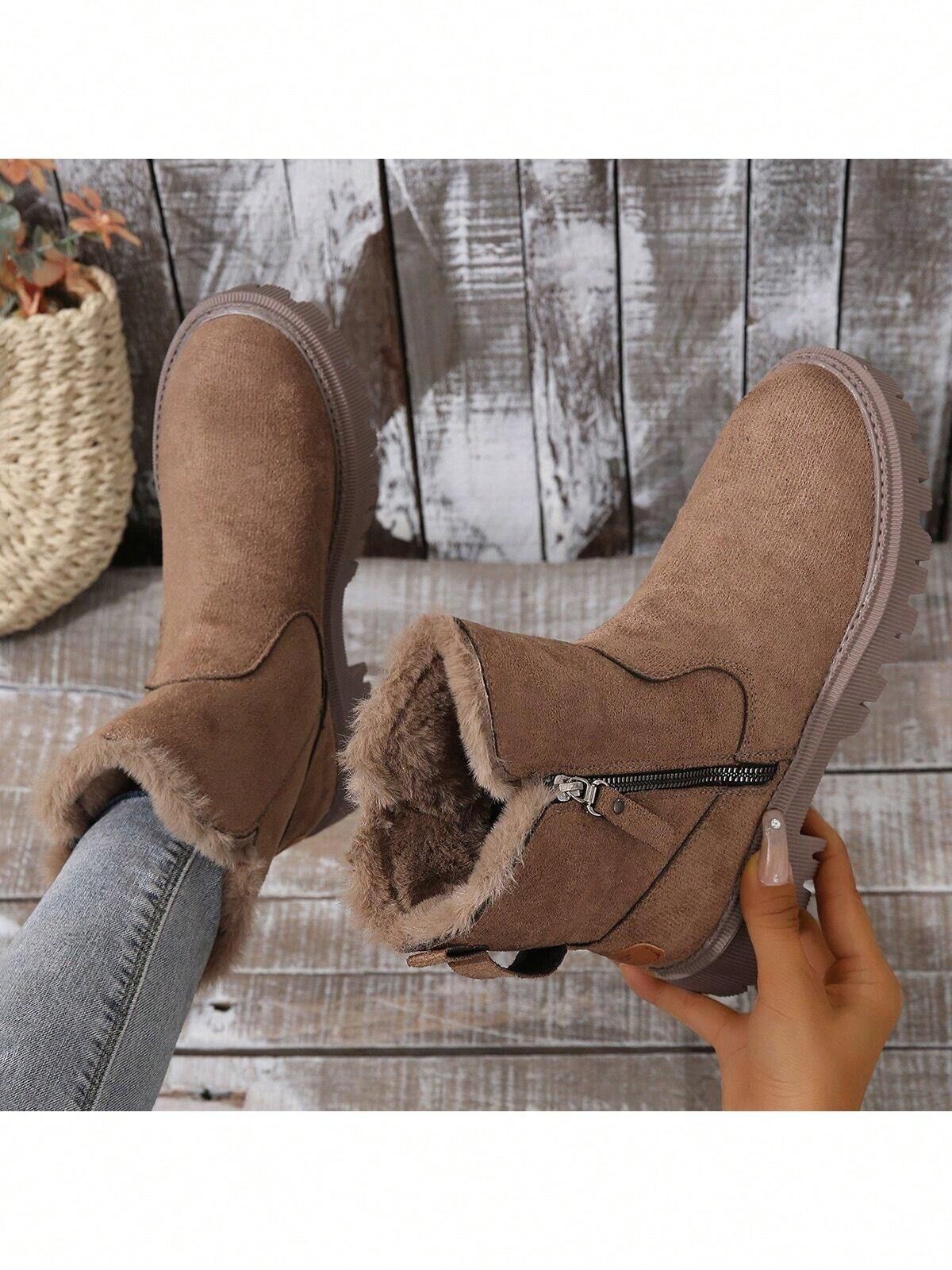 Plus Size Winter Snow Boots, New Style Thickened And Casual Women's Short Tube Shoes Short Boots | SHEIN