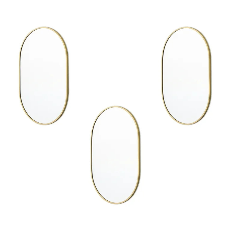 Better Homes & Garden 8" x 12" Gold Modern Wall Mirror Set, Set of 3 | Walmart (US)