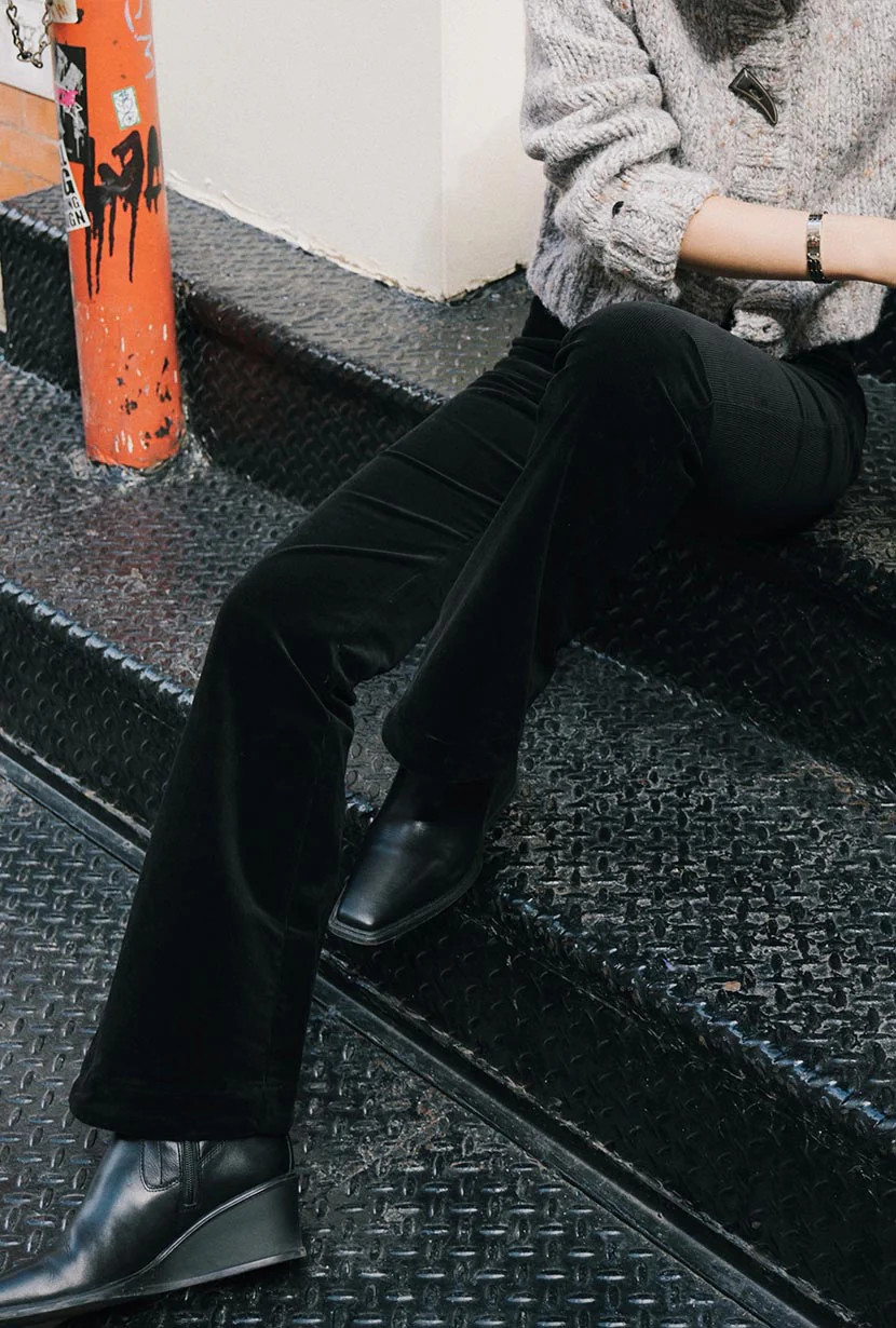 Cody Corduroy Flared Pants - Black | Petite Studio NYC