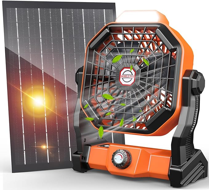 10400mAh Solar Fan, Camping Fan with Solar Panel, 7W 9-Inch Rechargeable Battery Operated Fan for... | Amazon (US)
