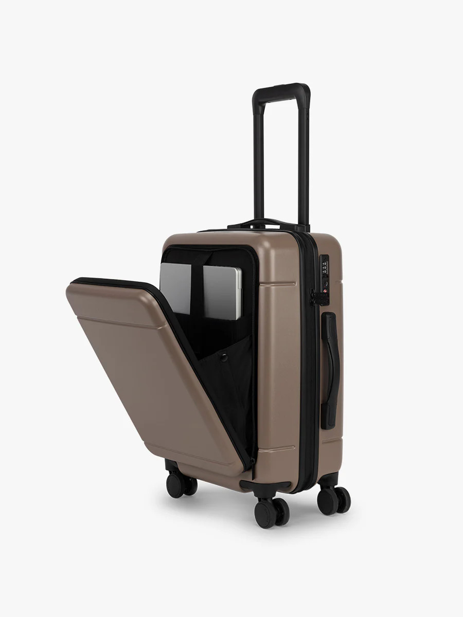 Hue Front Pocket Carry-On Luggage in Chocolate | CALPAK