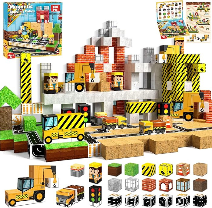Magnetic Blocks-100PCS Magnetic Building Blocks, Magnetic Blocks Road with Car STEM Toddler Kids ... | Amazon (US)