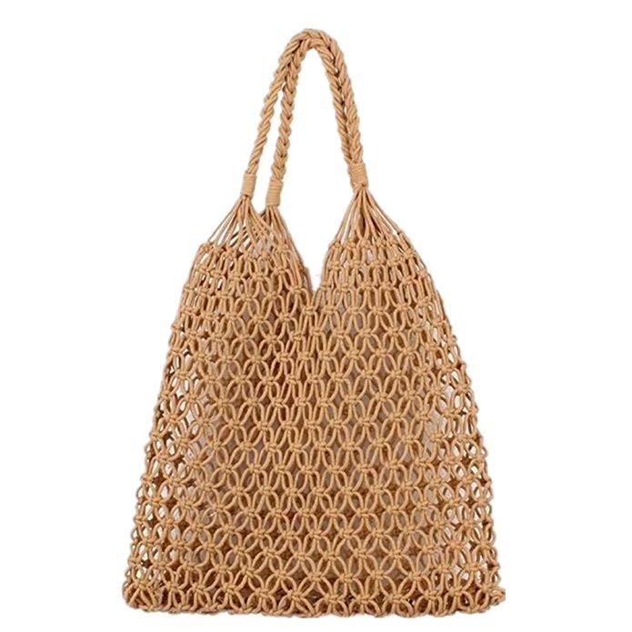 Hixixi Cotton Rope Travel Beach Fishing Net Handbag Shopping Woven Shoulder Bag for Women Girls | Amazon (US)