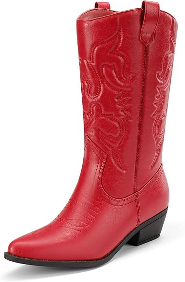 DREAM PAIRS Women's Wide Calf Cowboy Boots Pull On Cowgirl Boots Mid Calf Western Boots | Amazon (US)