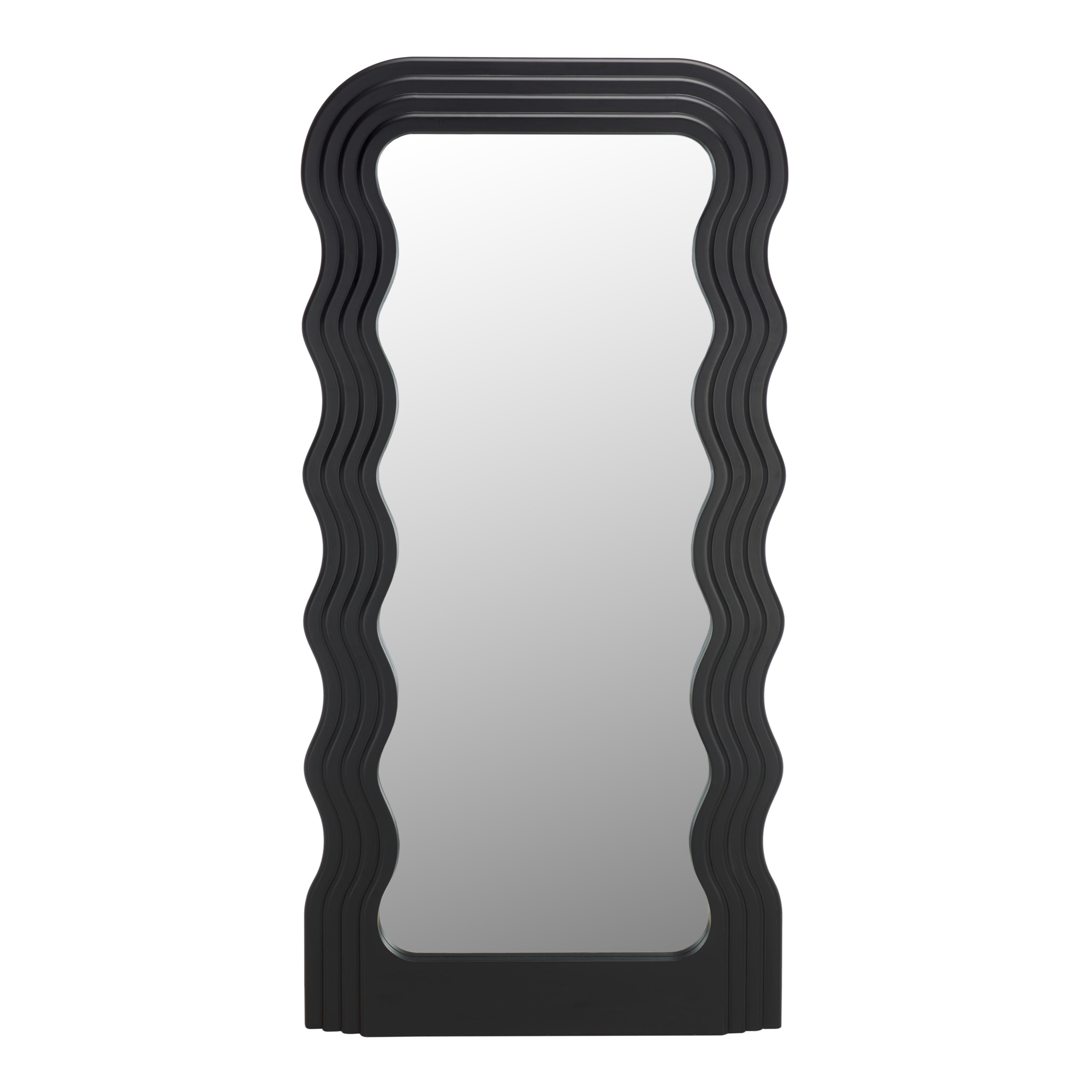 Mahya Black Wood Wavy Leaning Full Length Mirror | World Market