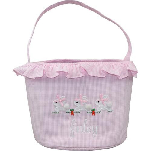Pink Gingham Bunny Easter Basket - Shipping Late March | Cecil and Lou