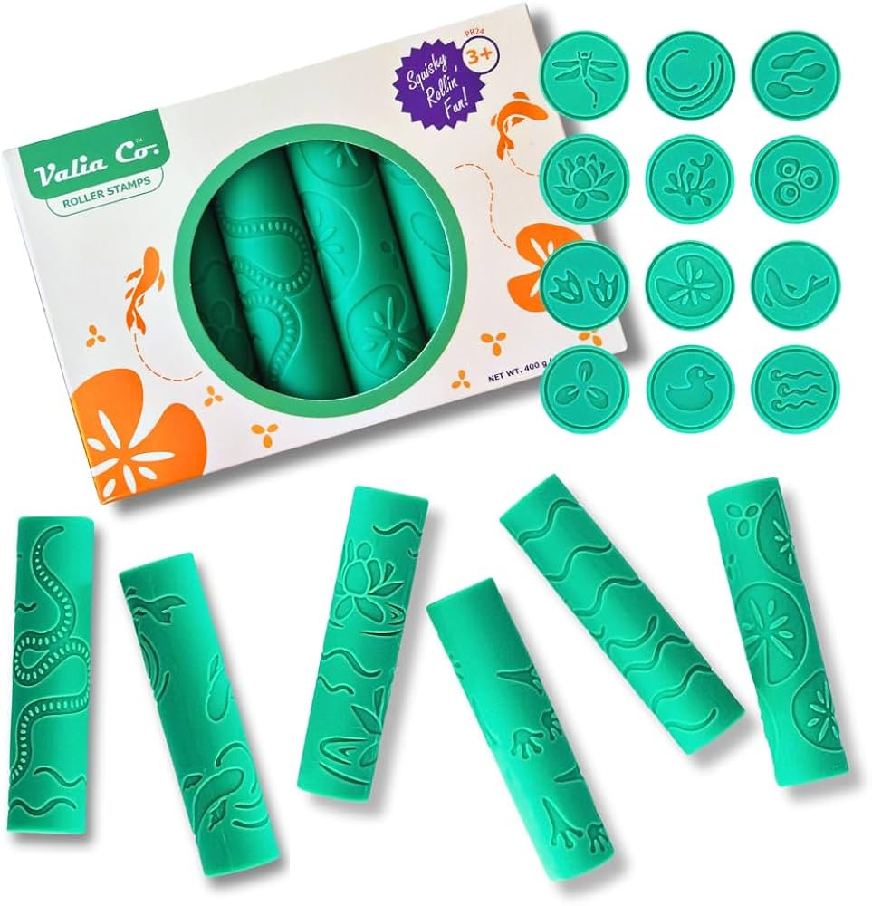 Textured Play Dough Roller Stamps for Modeling Dough and Clay, Pond Art Preschool Toy, Easy Clean... | Amazon (US)