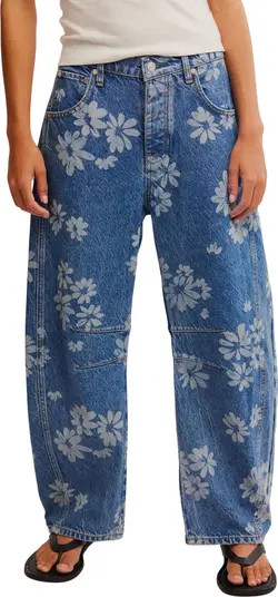 Free People Good Luck Floral Print Barrel Jeans | Nordstrom | Nordstrom