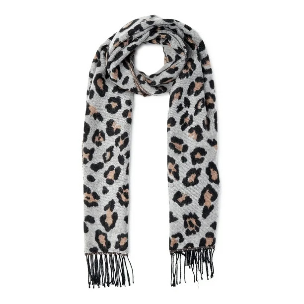 Scoop Women's Leopard Print Jacquard Scarf | Walmart (US)