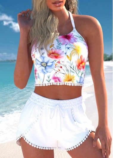 New In
        MODLILY® Patchwork Floral Print White Bikini Set | modlily.com