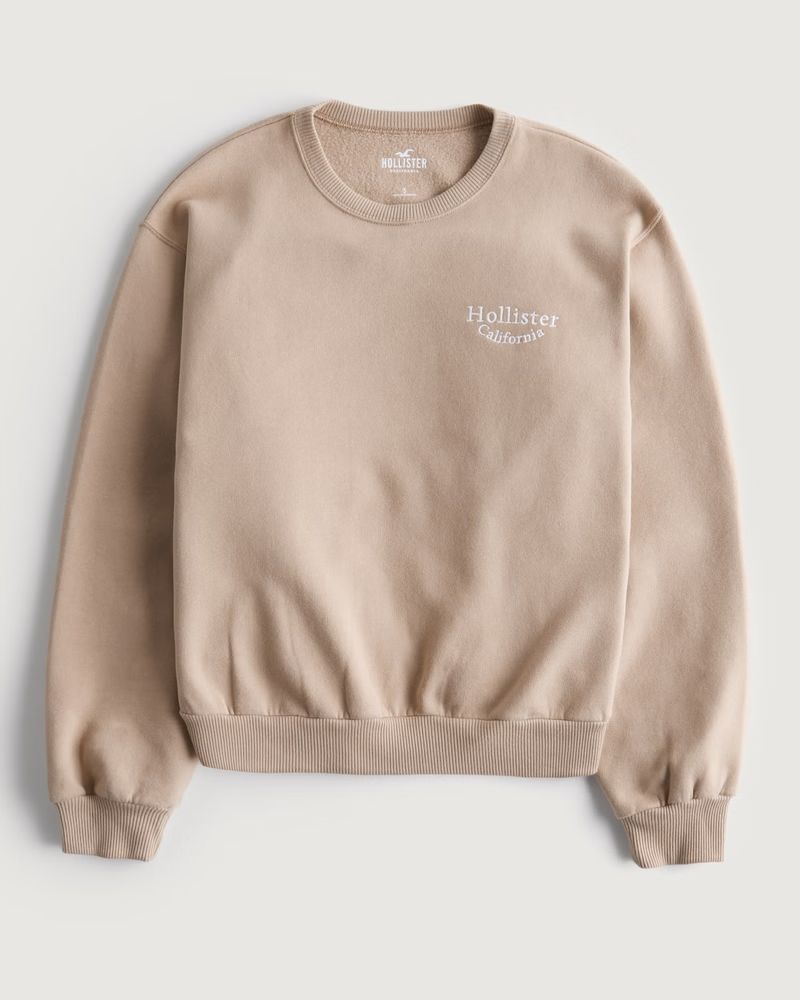 Embroidered Logo Crew Boyfriend Sweatshirt | Hollister (US)