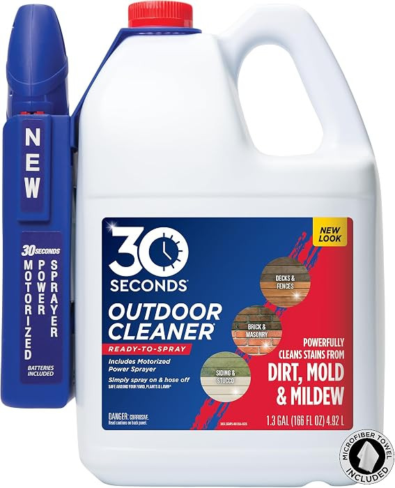 30 SECONDS Mold and Mildew Stain Remover | Ready to Use | Battery Powered Spray Wand | 1.3 Gallon | Amazon (US)