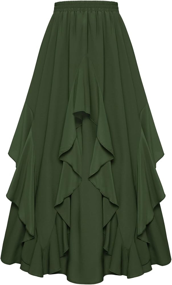 Scarlet Darkness Women Renaissance Long Maxi Skirt Double Layered Ruffled Irregular Chiffon Skirt... | Amazon (US)