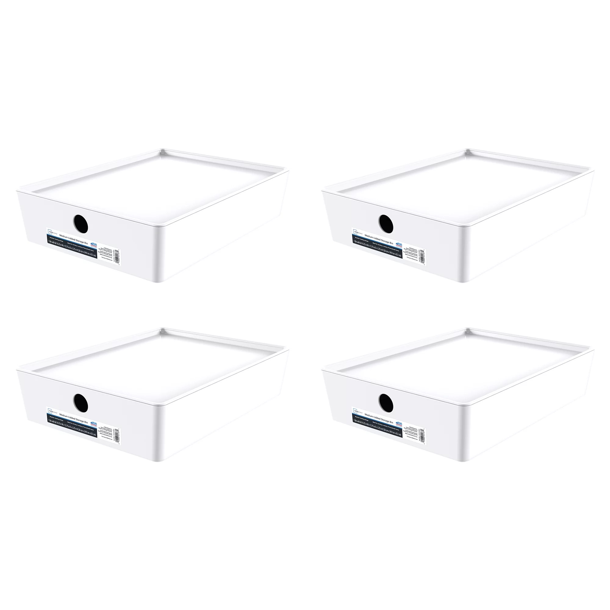 Mainstays Medium White Plastic Lidded Storage Set of 4 | Walmart (US)