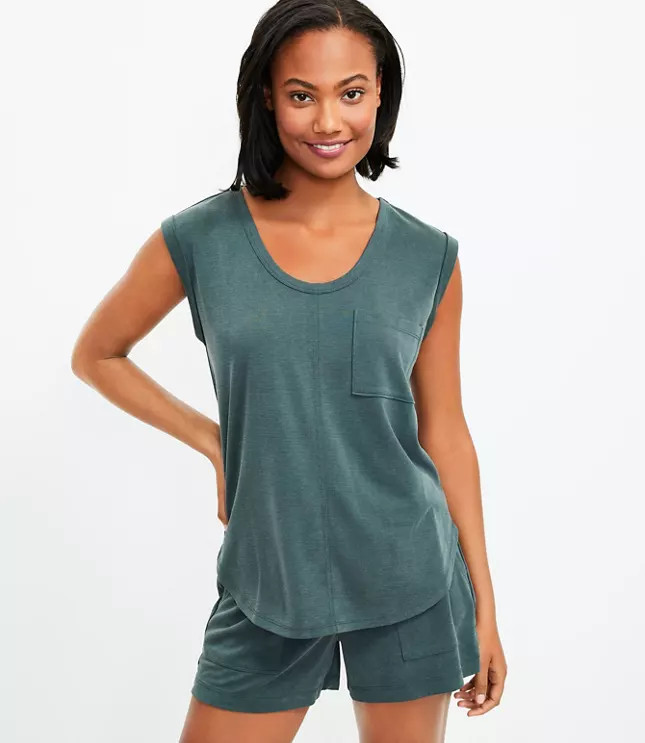 Lou & Grey Sandwashed Pocket Tank Top | LOFT | LOFT