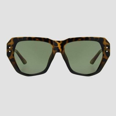 Women's Tortoise Shell Print  Rectangle Sunglasses - Universal Thread™ Black | Target