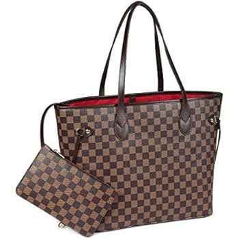 Daisy Rose Checkered Tote Shoulder Bag with inner pouch - PU Vegan Leather | Amazon (US)