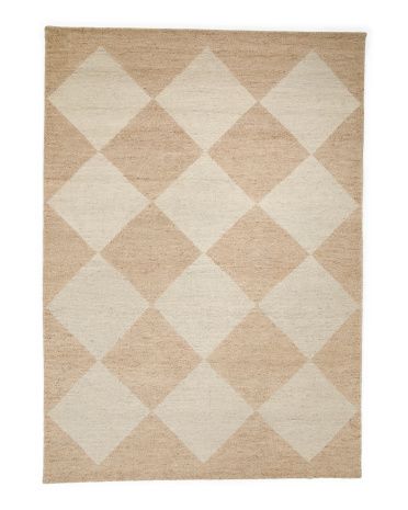 Wool Blend Hand Knotted Checkerboard Area Rug | TJ Maxx