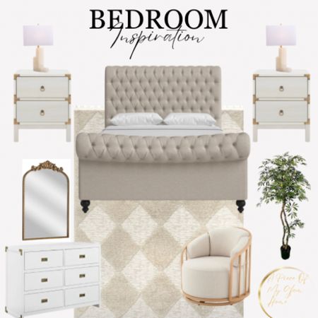 Refreshing a bedroom ? Here’s a an inspiration using budget friendly furniture options @wayfair @walmart #walmarthome #wayfairfinds #walmartfinds , neutral bedroom, white and gold bedroom, white and gold nightstand , white and gold dresser , swivel chair 

#LTKsalealert #LTKstyletip #LTKhome