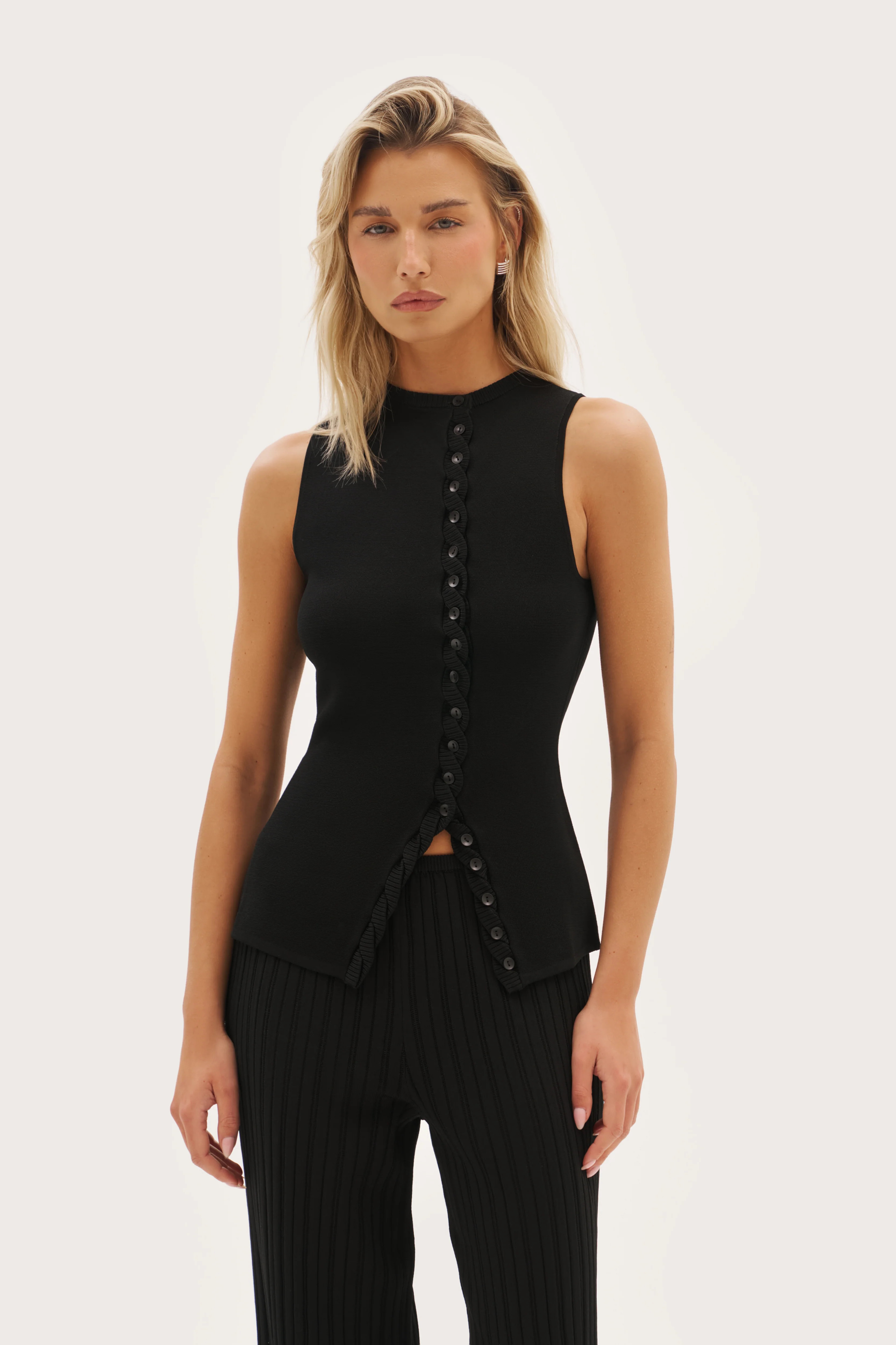 Maebe Fine Knit Braided Top - Black | Maebe UK