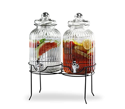 Style Setter Canyon Glass Beverage Dispenser with Stand Set of 2-1.3 Gallon Drink Dispenser with Stand & Spigot - Leak-Proof Lemonade Dispenser - Punch Dispenser for Parties, Weddings, Birthdays | Amazon (US)