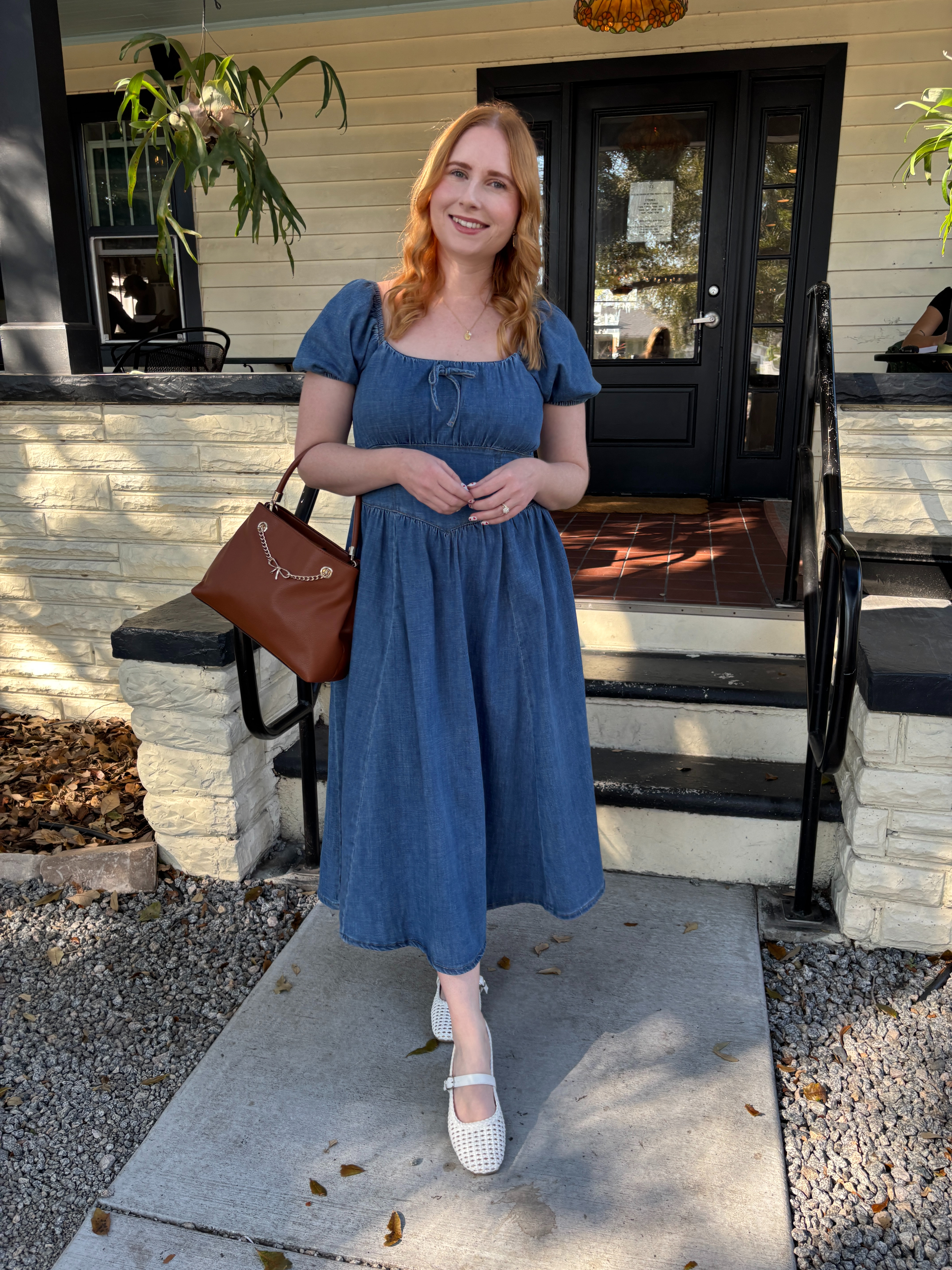 Women's LC Lauren Conrad Denim V-Yoke Puff Sleeve Corset Midi Dress
size Medium 

 #LTKSeasonal #LTKSaleAlert #LTKMidsize