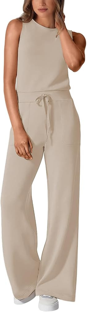 Womens Jumpsuits Dressy Summer Sleeveless Wide Leg Long Pants Rompers Casual One Piece Outfits Va... | Amazon (US)