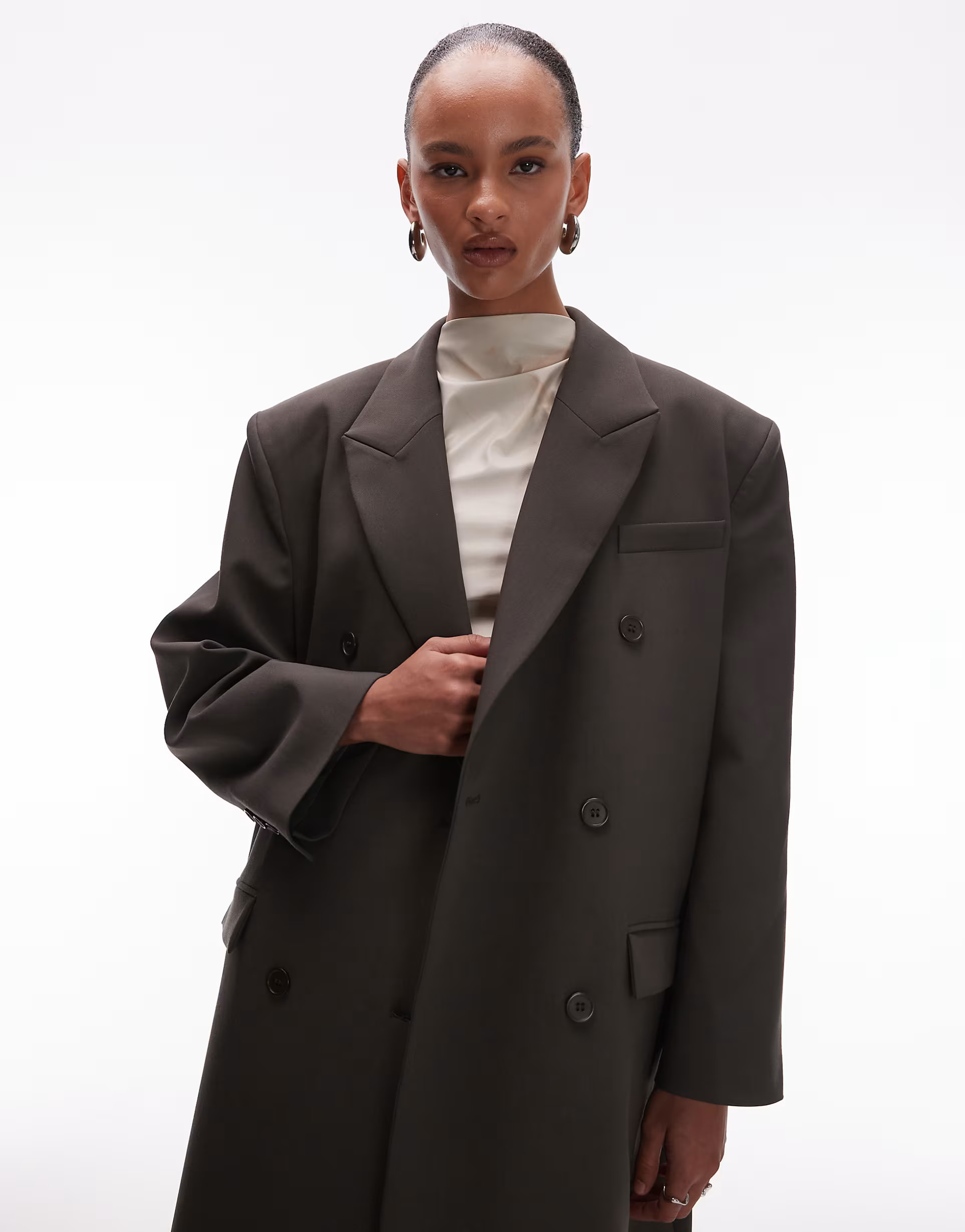 ASOS DESIGN oversized menswear inspired maxi blazer in olive | ASOS (Global)