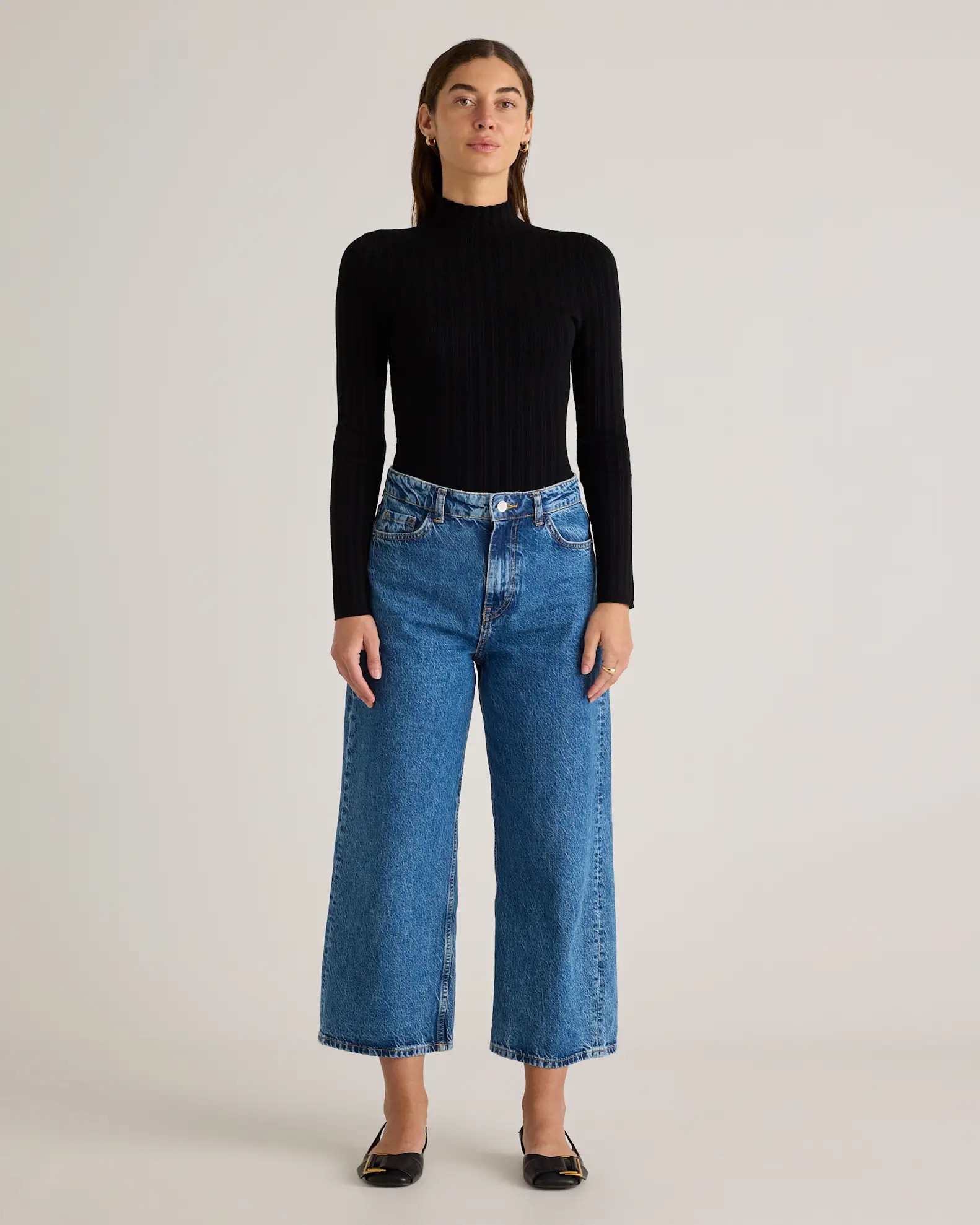 Cotton Cashmere Ribbed Turtleneck Bodysuit | Quince