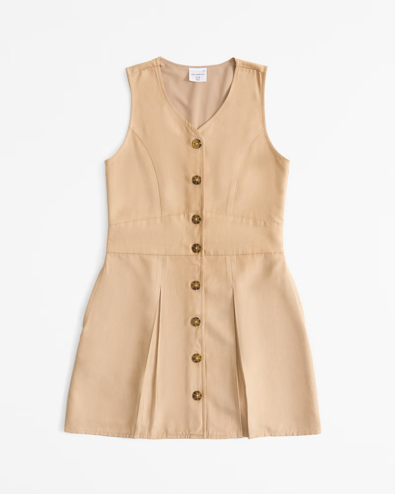 faux suede button-through mini dress | Abercrombie & Fitch (US)