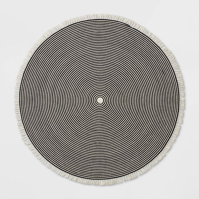 8' Round Retro Outdoor Rug Black - Opalhouse™ | Target
