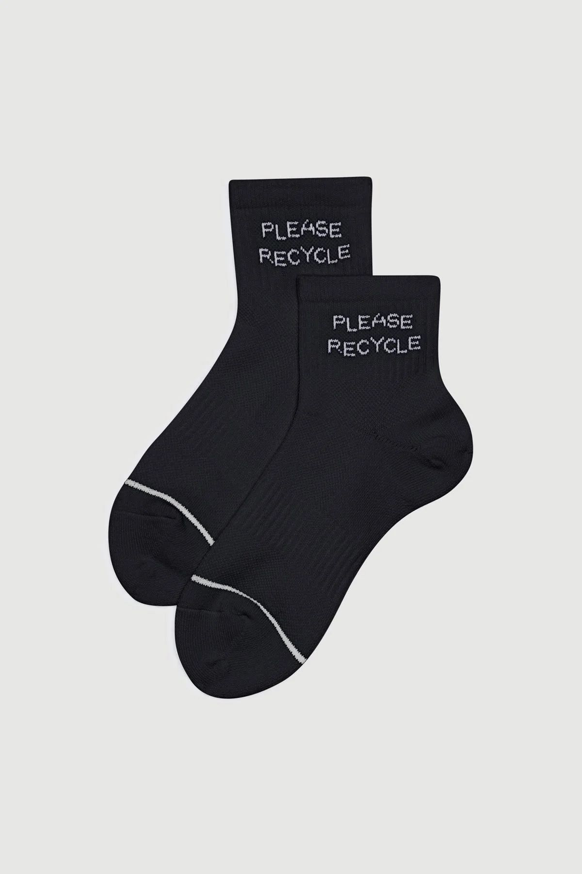 Black Please Recycle Quarter Crew Sock | Girlfriend Collective