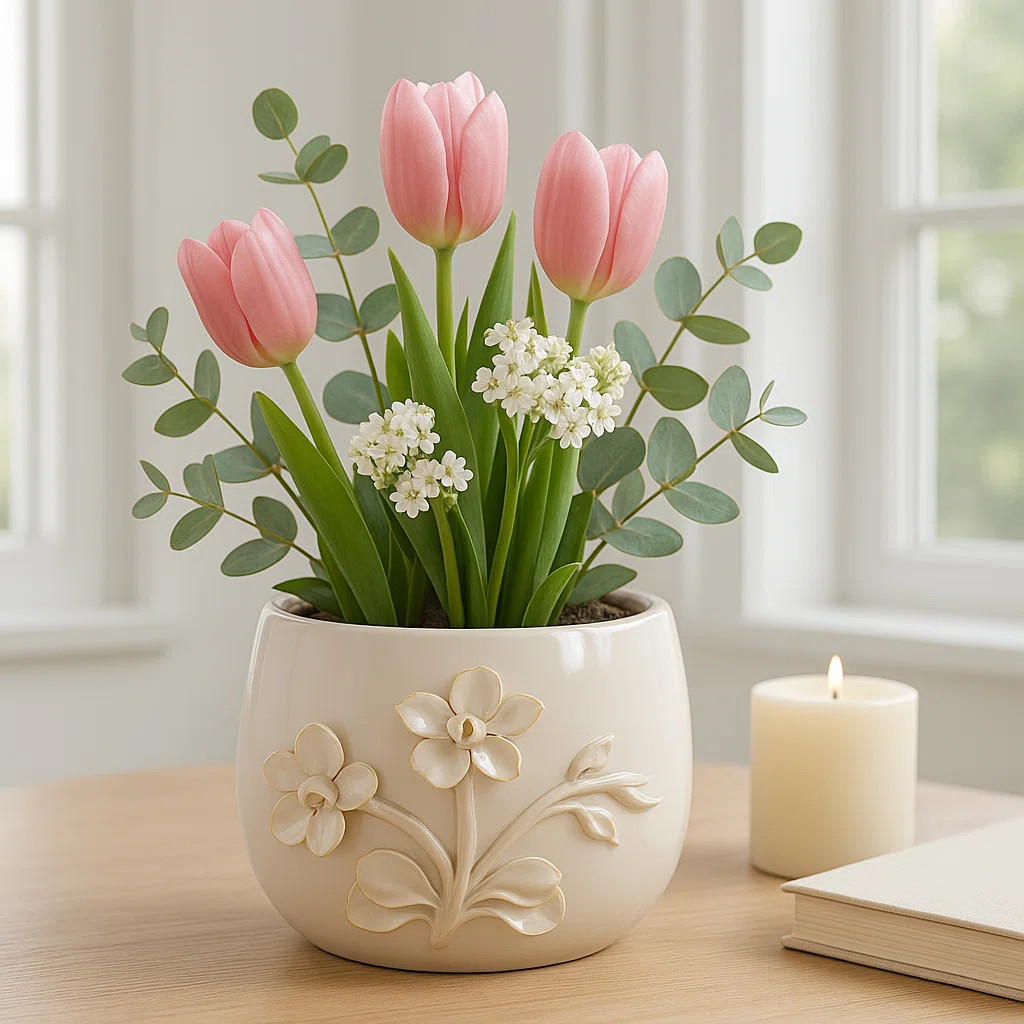 Decorative Ceramic Flower Planter for Patio, Living Room, and Office Decor - Cute Indoor and Outd... | Wayfair North America