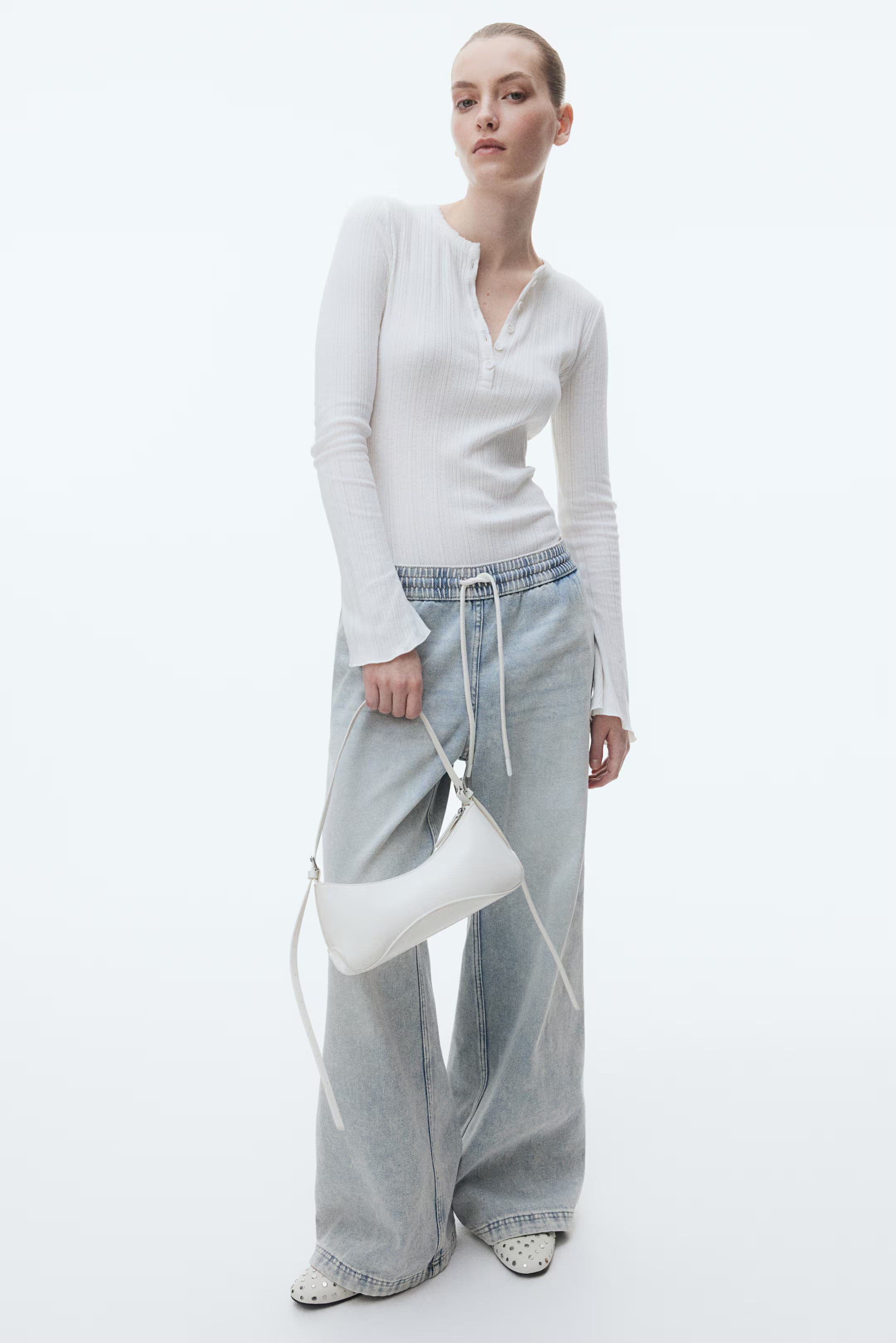 Denim Pull-on Pants - Light denim blue - Ladies | H&M US | H&M (US + CA)