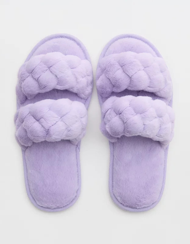 Aerie Braided Fur Slippers | Aerie