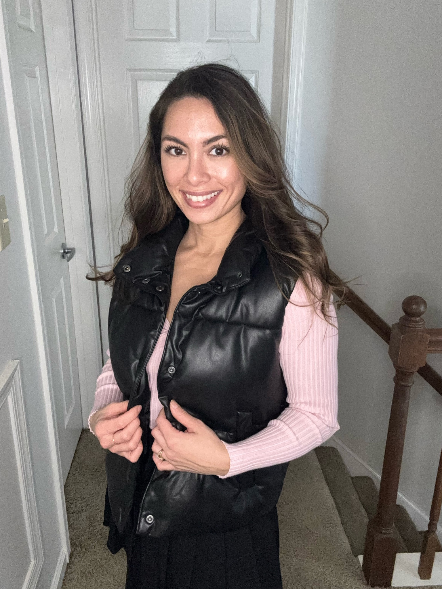 Adding leather to anything just makes you feel instantly cool. My favorite vest of the season is such a fun addition to the pop of pink underneath. This look is girly with an edge.

#LTKSeasonal #LTKStyleTip #LTKFindsUnder50