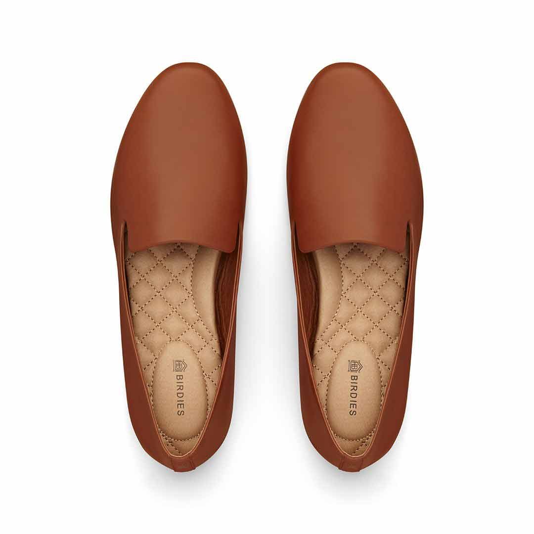 Birdies The Starling - Cognac Leather Flats, Size 8.5, Leather | BIRDIES