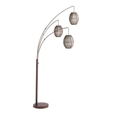 Brown 3 Light Adjustable Tiki Arc Floor Lamp | World Market