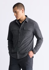 Sigge Men's Long-Sleeve Blanket Shirt with Chest Pockets, Charcoal - BM24460 | Buffalo David Bitton