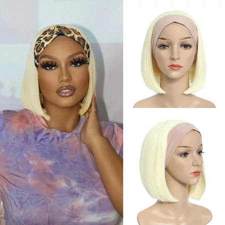 DOPI Wigs for Black Women 150% Density Glueless Short Bob Synthetic Headband Wig for Cosplay Party Daily Use (10 Inch 613) | Walmart (US)