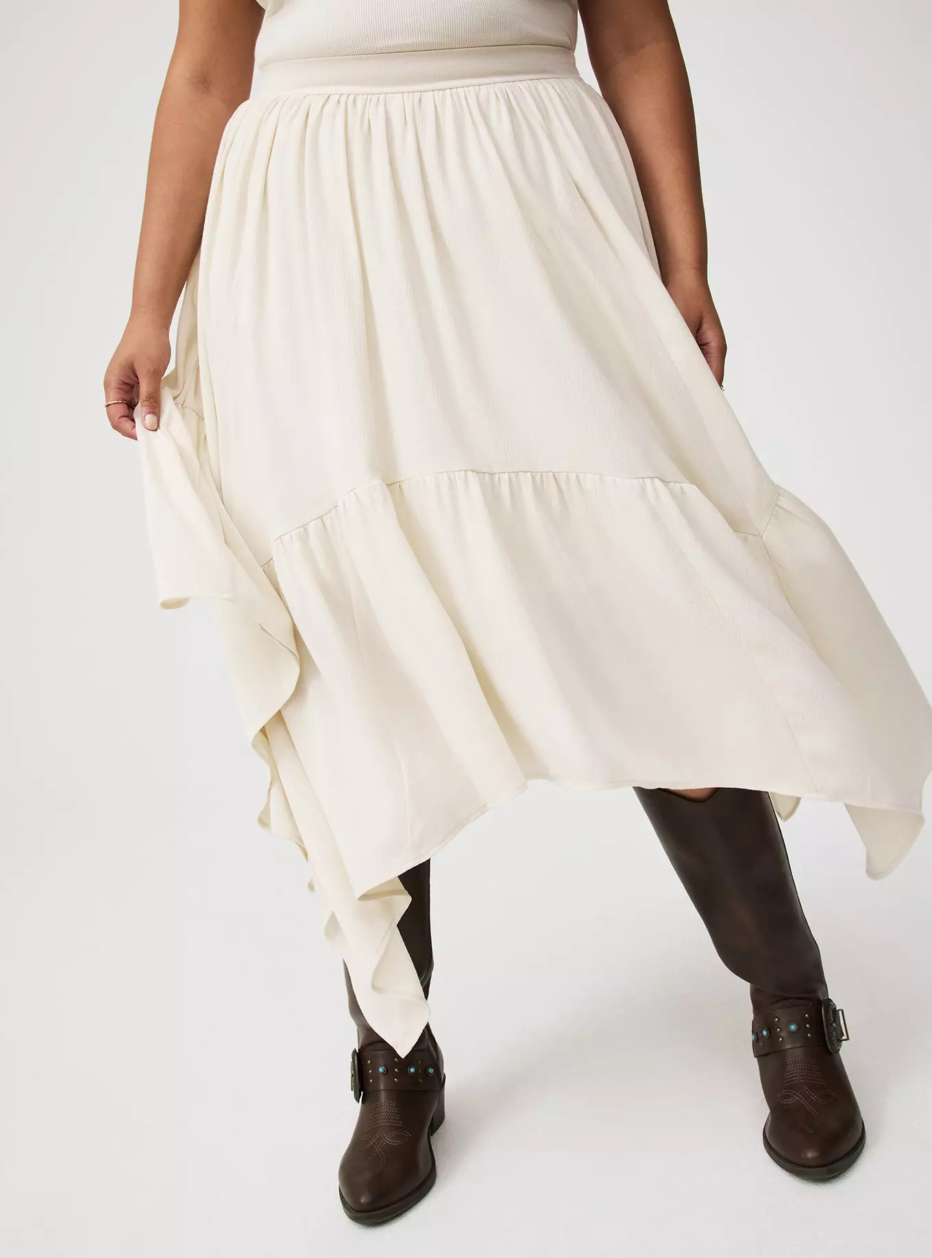 Tiered Hanky Hem Maxi Skirt | Torrid (US & Canada)