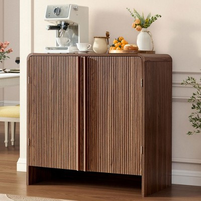 AMERLIFE Fluted Sideboard Cabinet with Adjustable Shelf, Engineered Wood Storage Credenza, Brown | Target